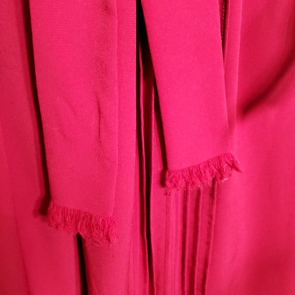 Vintage 1970's Albert Nipon Pleated Wrap Dress - Burgundy/Maroon/Long Sleeves - Picture 8 of 12